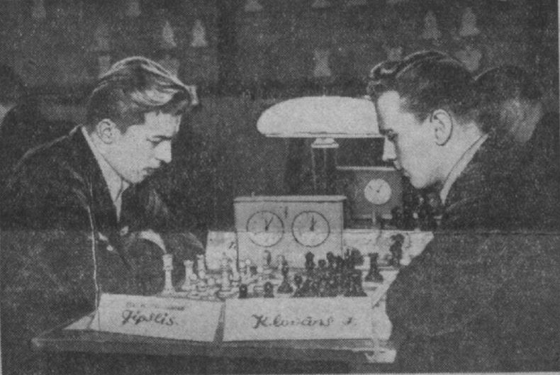 J.Klovāna partija pret turnīra līderi A.Gipsli 1955.gada Latvijas PSR čempionātā