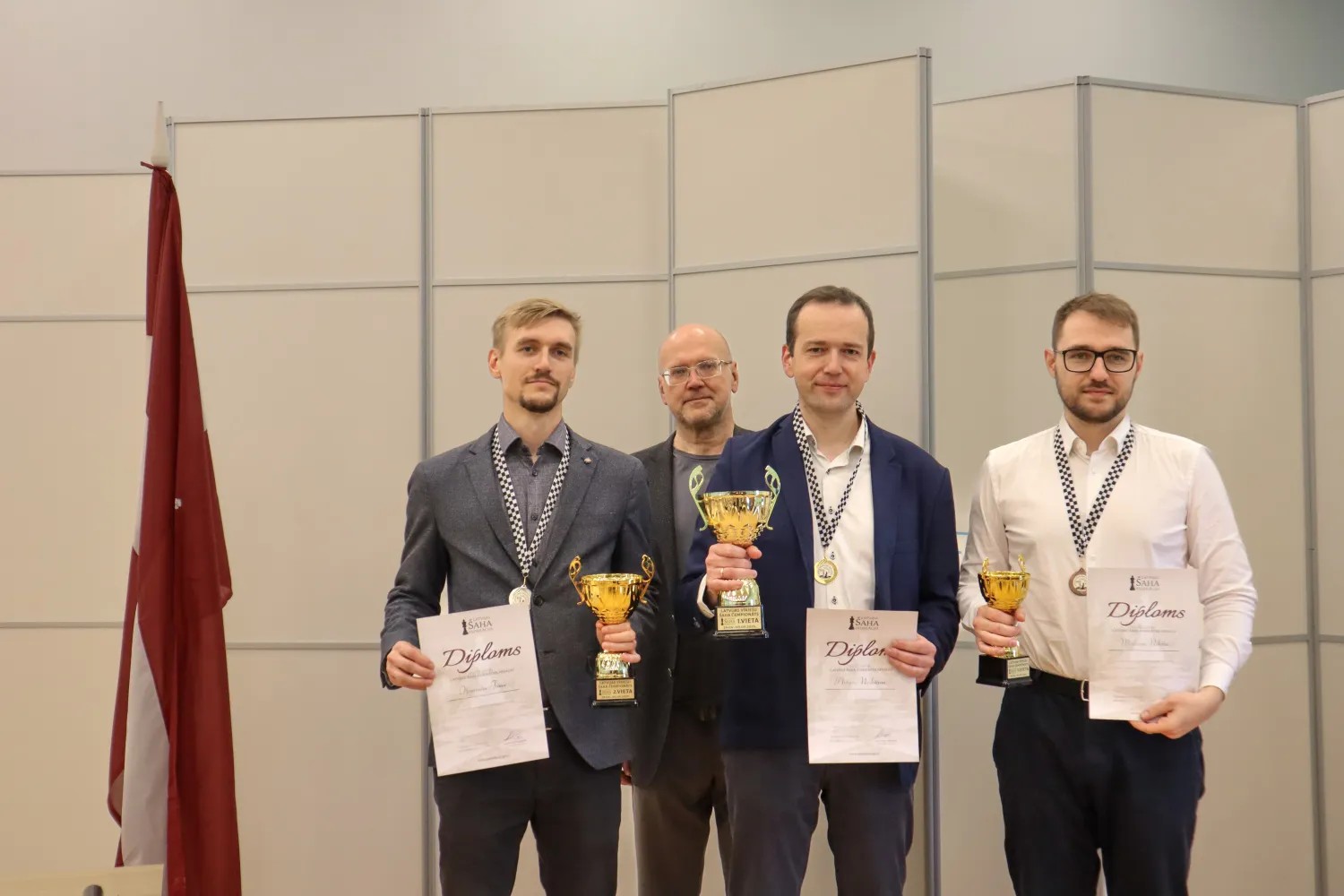1.-3. vietu ieguvēji Latvijas čempionātā vīriešiem