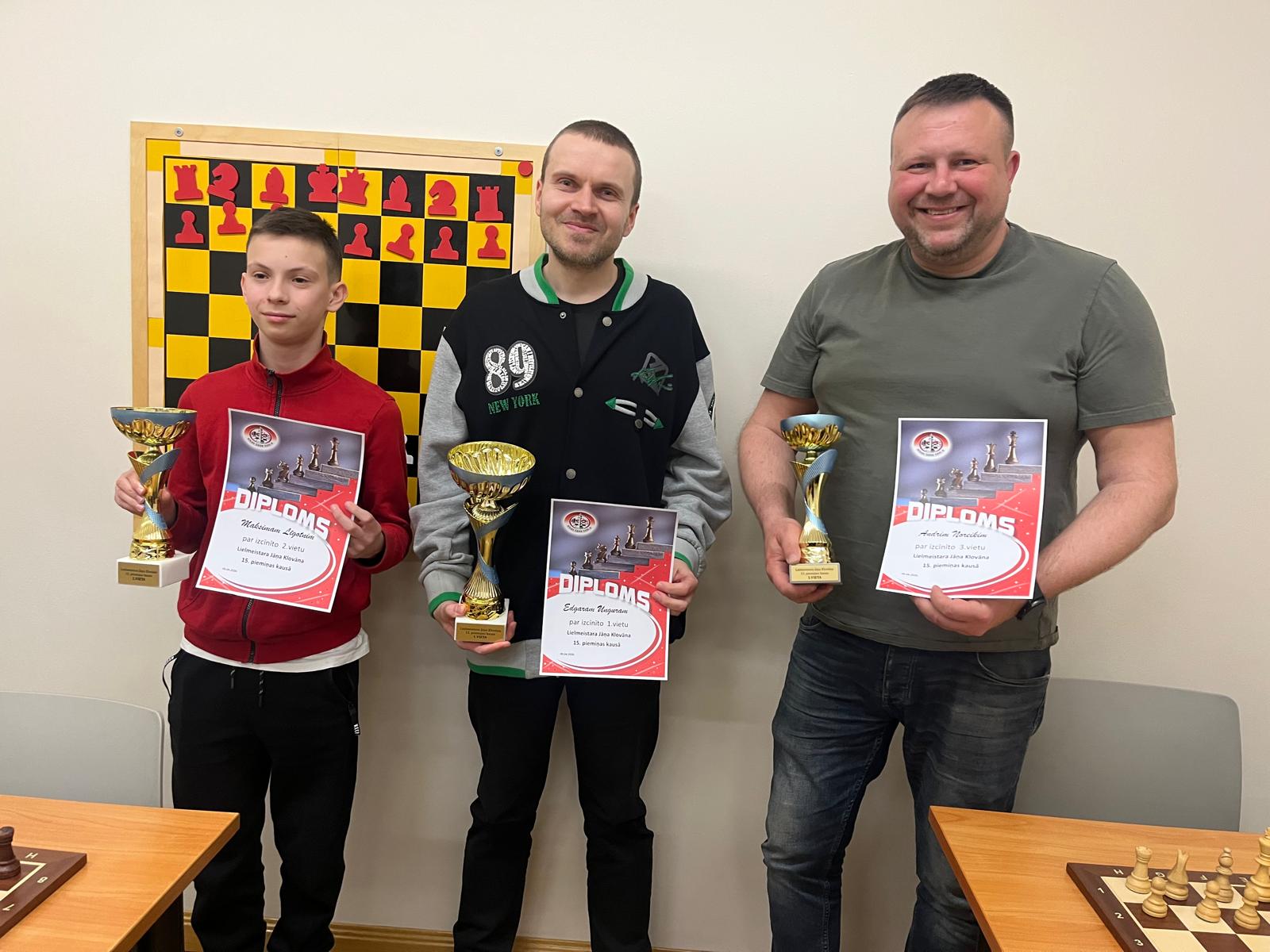 Turnīra godalgoto vietu ieguvēji.